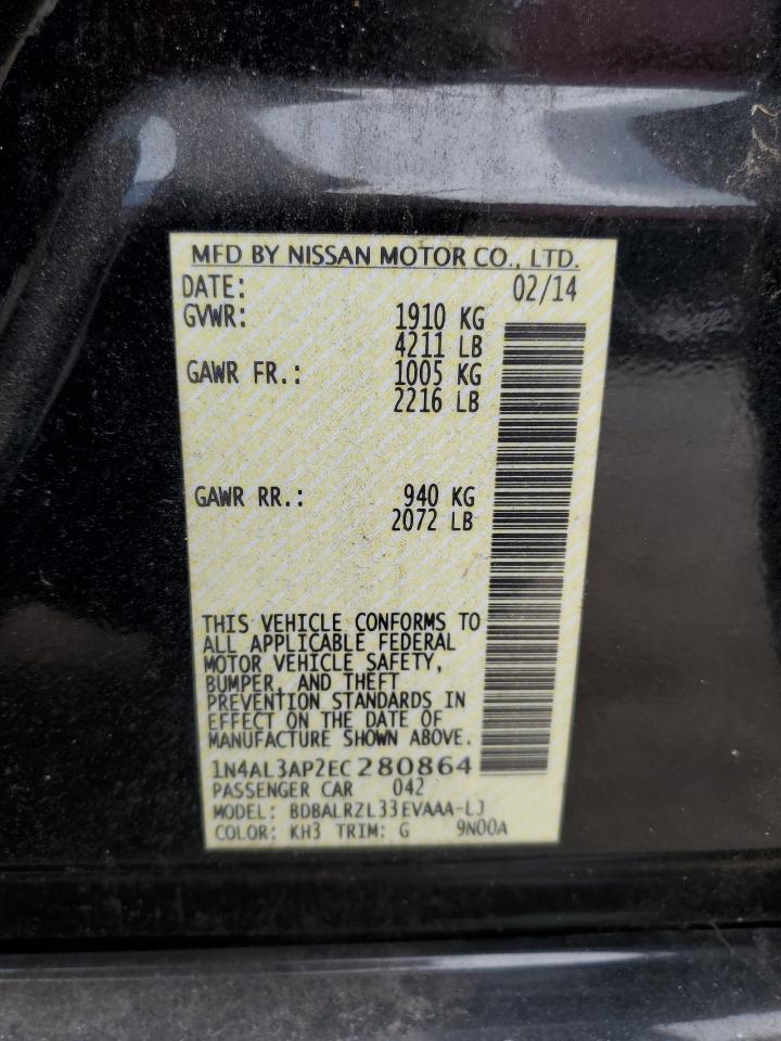 VIN 1N4AL3AP2EC280864 2014 NISSAN ALTIMA no.12