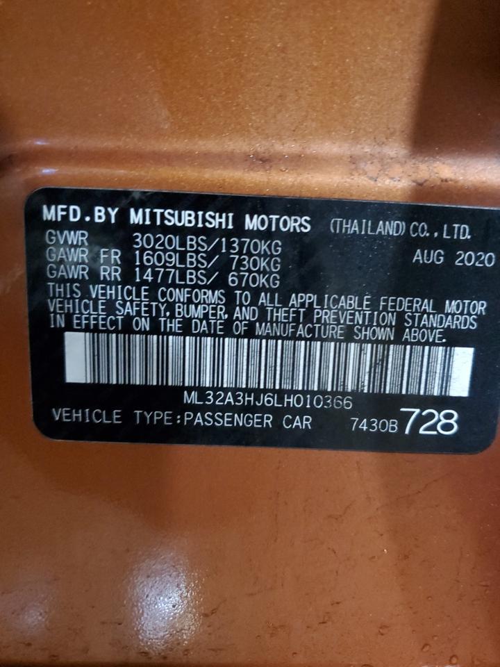 2020 Mitsubishi Mirage Es VIN: ML32A3HJ6LH010366 Lot: 87878625