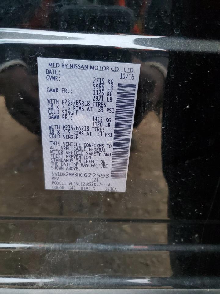 2017 Nissan Pathfinder S VIN: 5N1DR2MM8HC622593 Lot: 89356295