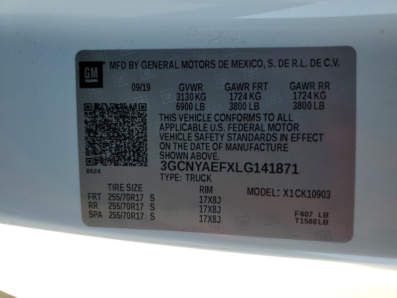 VIN 3GCNYAEFXLG141871 2020 CHEVROLET ALL Models no.12