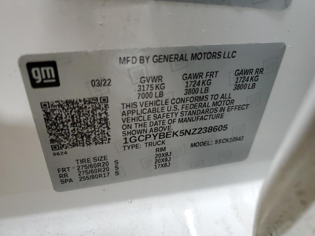 2022 Chevrolet Silverado Ltd K1500 Custom VIN: 1GCPYBEK5NZ238605 Lot: 87063044