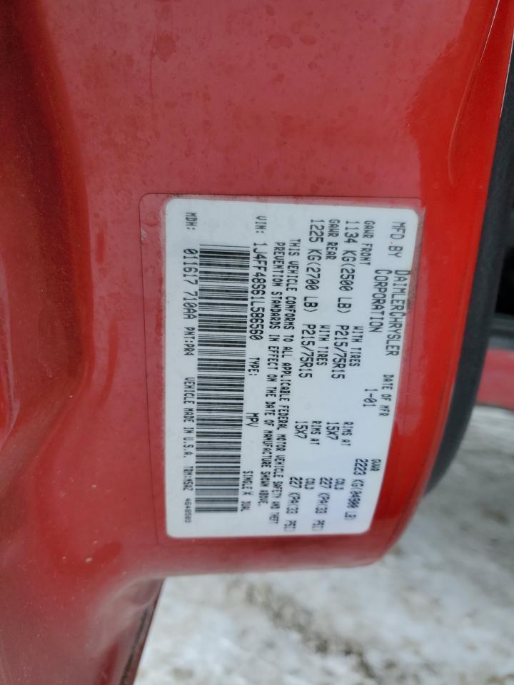 2001 Jeep Cherokee Sport VIN: 1J4FF48S61L586560 Lot: 87950165