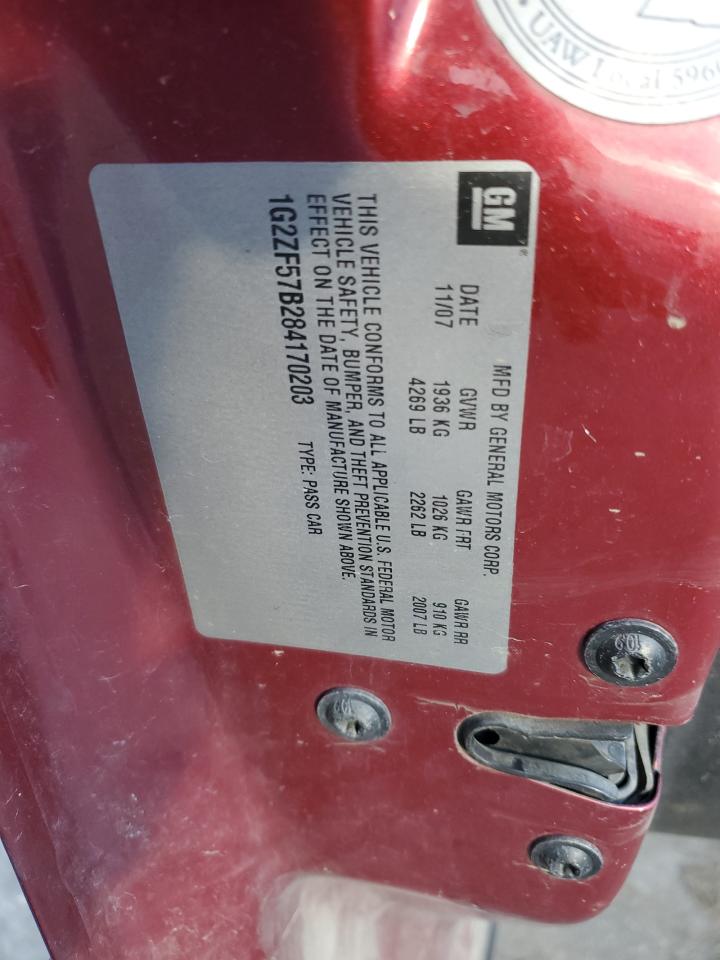 2008 Pontiac G6 Value Leader VIN: 1G2ZF57B284170203 Lot: 85575754