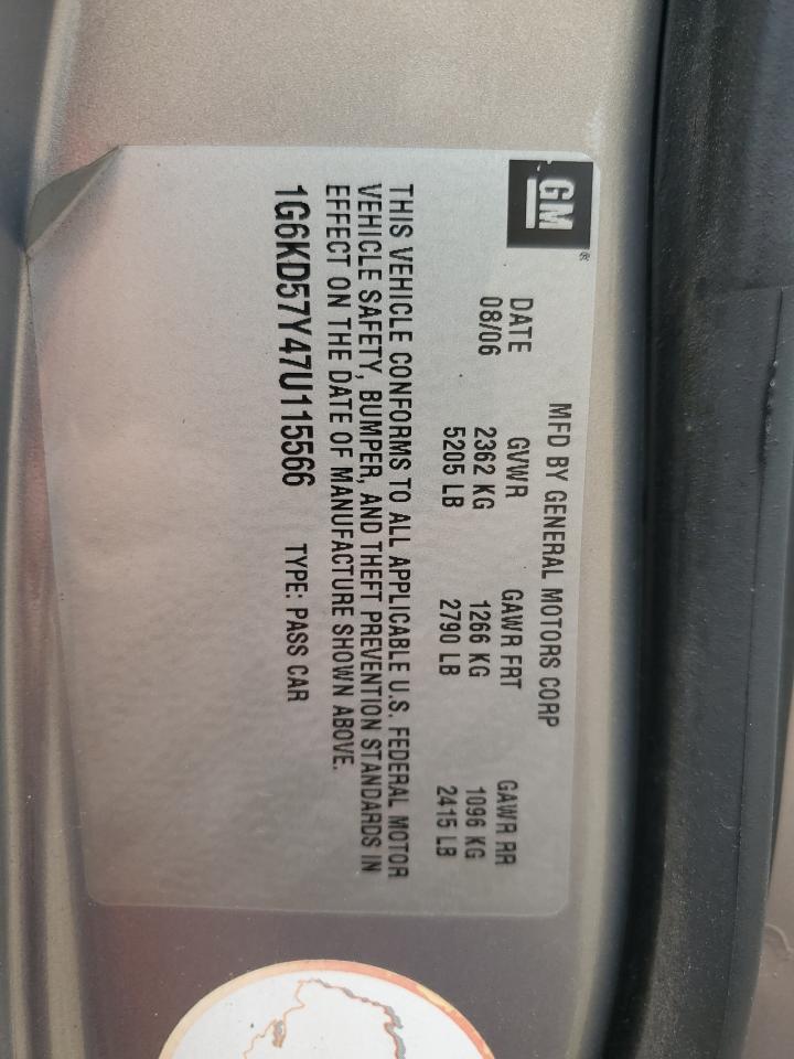 2007 Cadillac Dts Luxury I VIN: 1G6KD57Y47U115566 Lot: 88487785