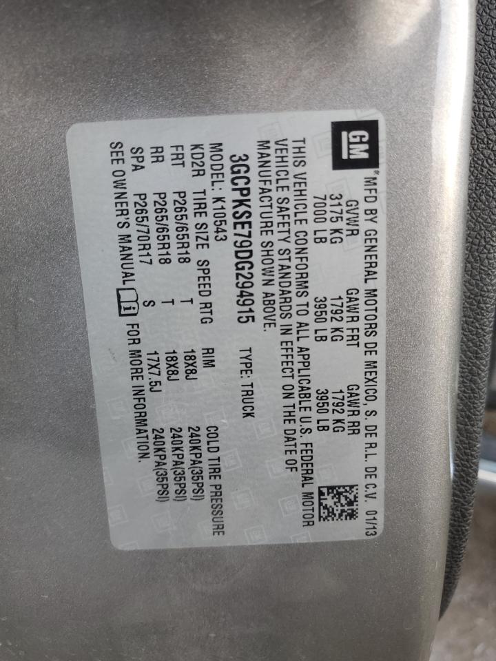 2013 Chevrolet Silverado K1500 Lt VIN: 3GCPKSE79DG294915 Lot: 88667255