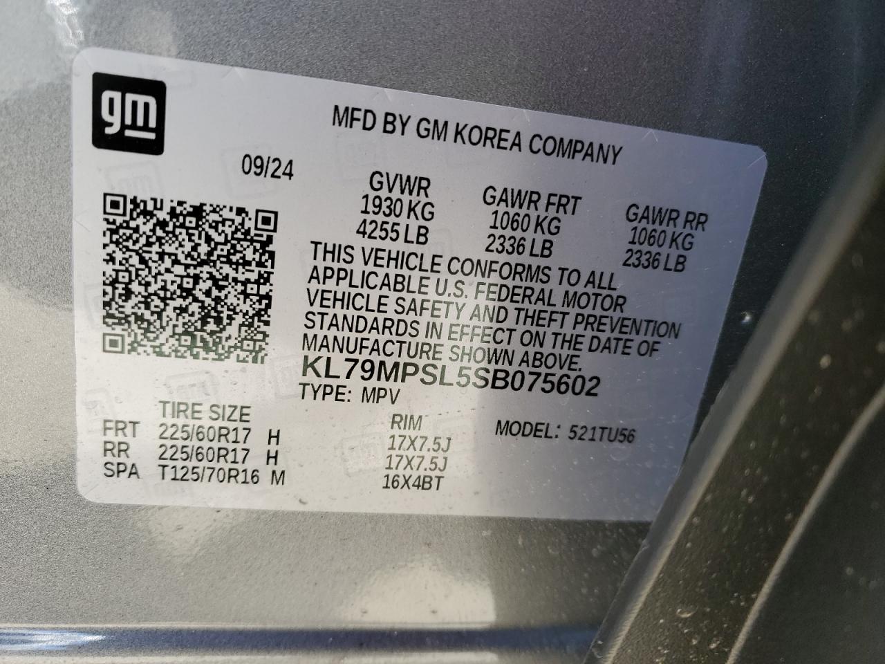 kl79mpsl5sb075602 KL79MPSL5SB075602 2025 Chevrolet Trailblazer Lt