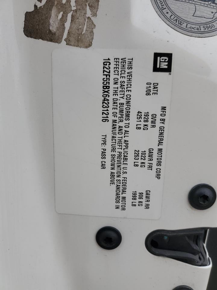 2006 Pontiac G6 Se VIN: 1G2ZF55BX64231216 Lot: 49856575