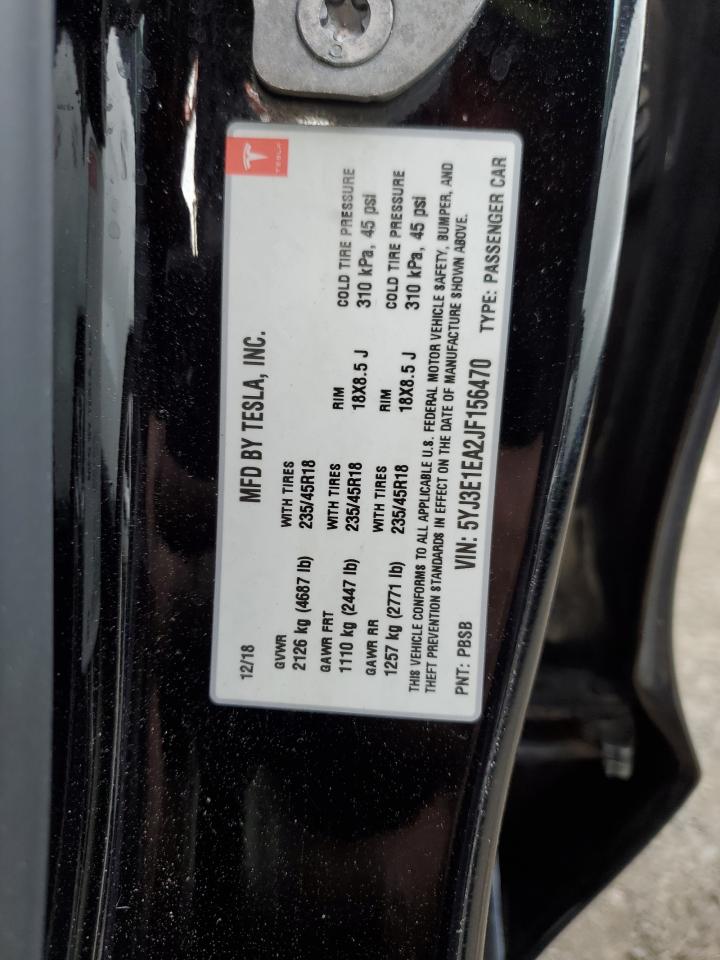 VIN 5YJ3E1EA2JF156470 2018 TESLA MODEL 3 no.12