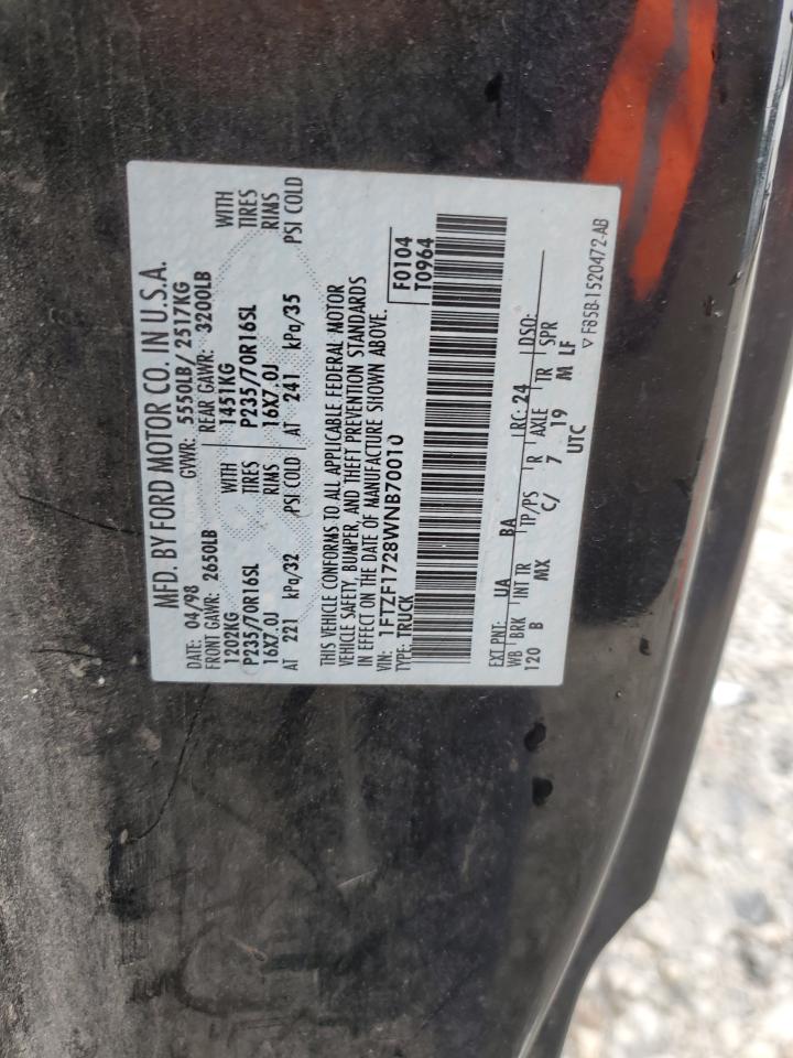 1998 Ford F150 VIN: 1FTZF1728WNB70010 Lot: 88798855