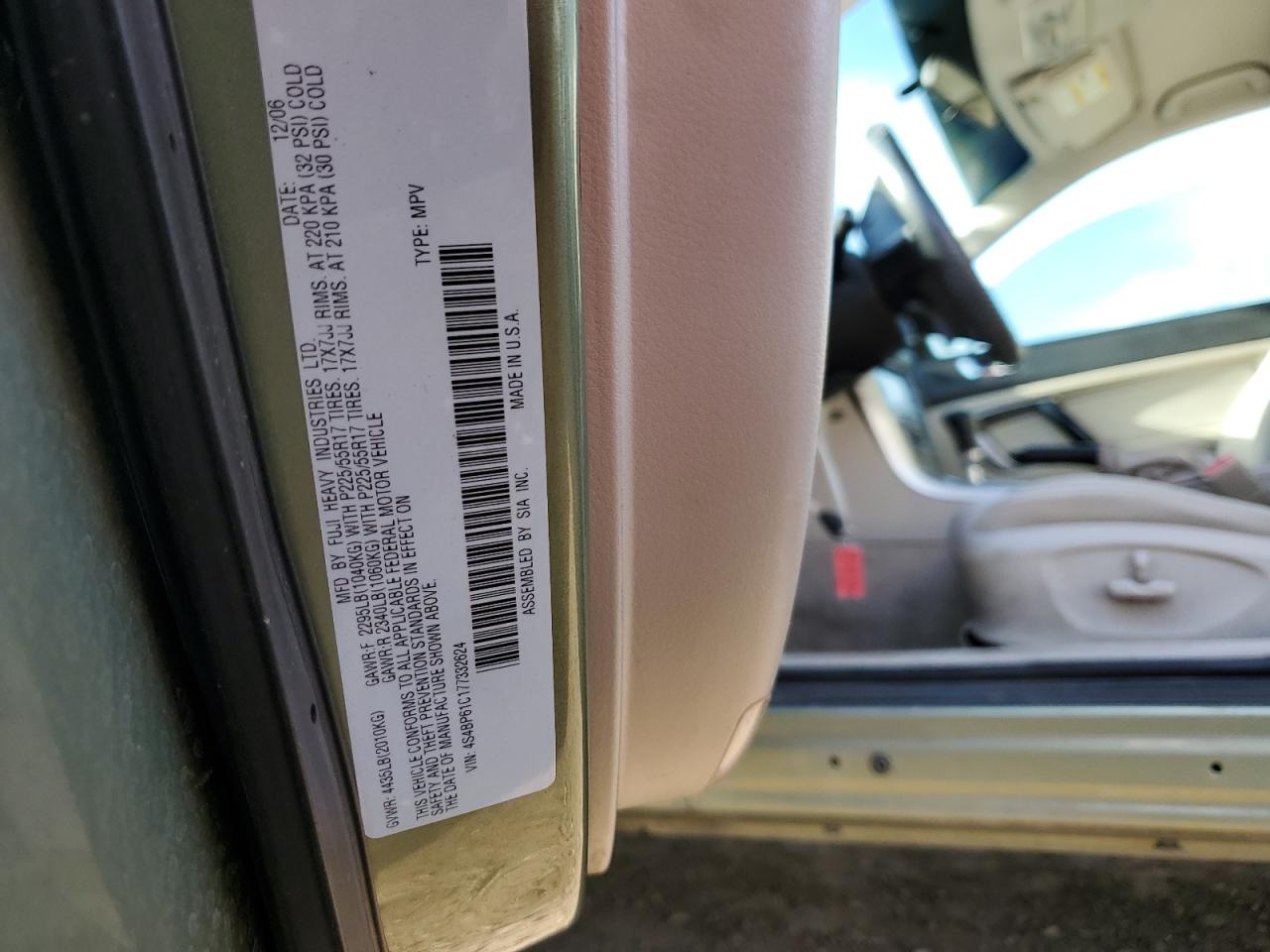 2007 Subaru Outback Outback 2.5I VIN: 4S4BP61C177332624 Lot: 41684895