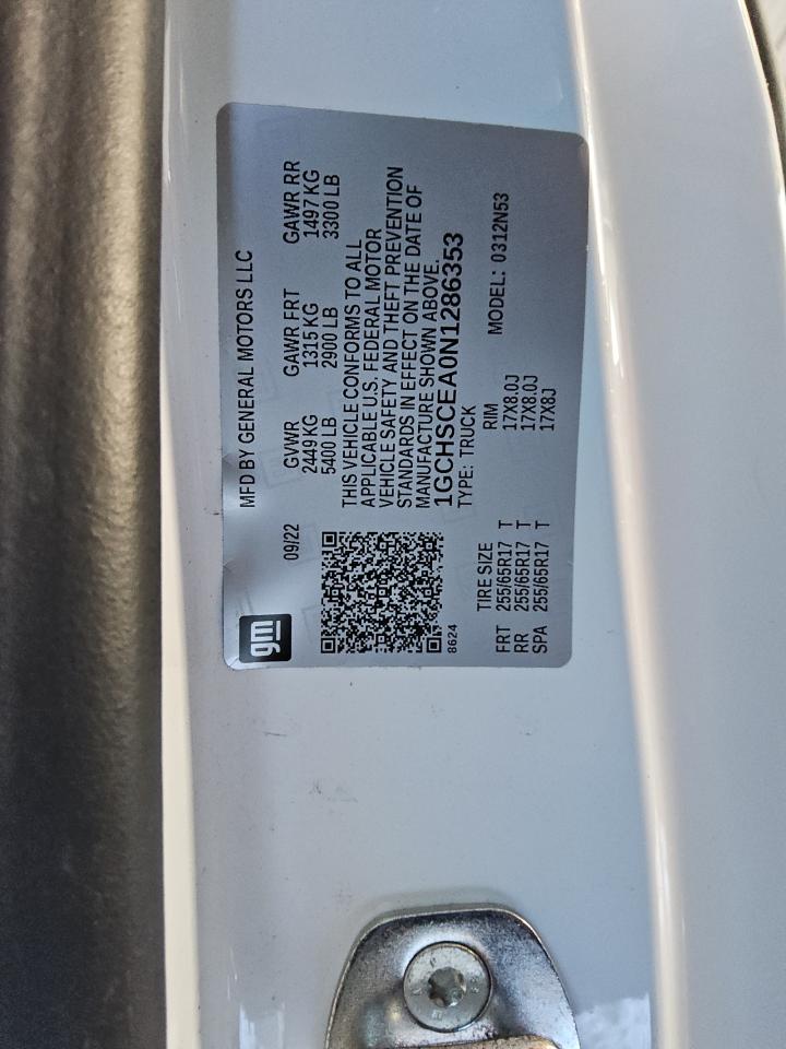 2022 Chevrolet Colorado Lt VIN: 1GCHSCEA0N1286353 Lot: 86655464