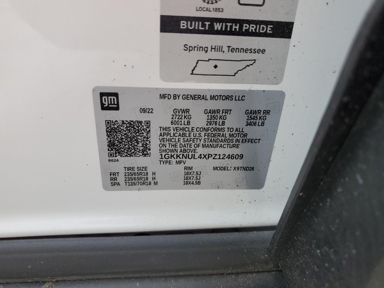 VIN 1GKKNUL4XPZ124609 2023 GMC ACADIA no.13