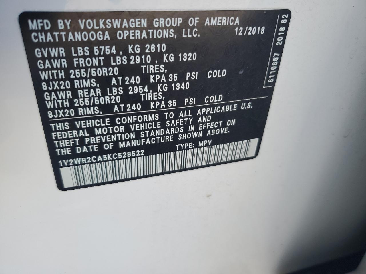 2019 Volkswagen Atlas - Image 12