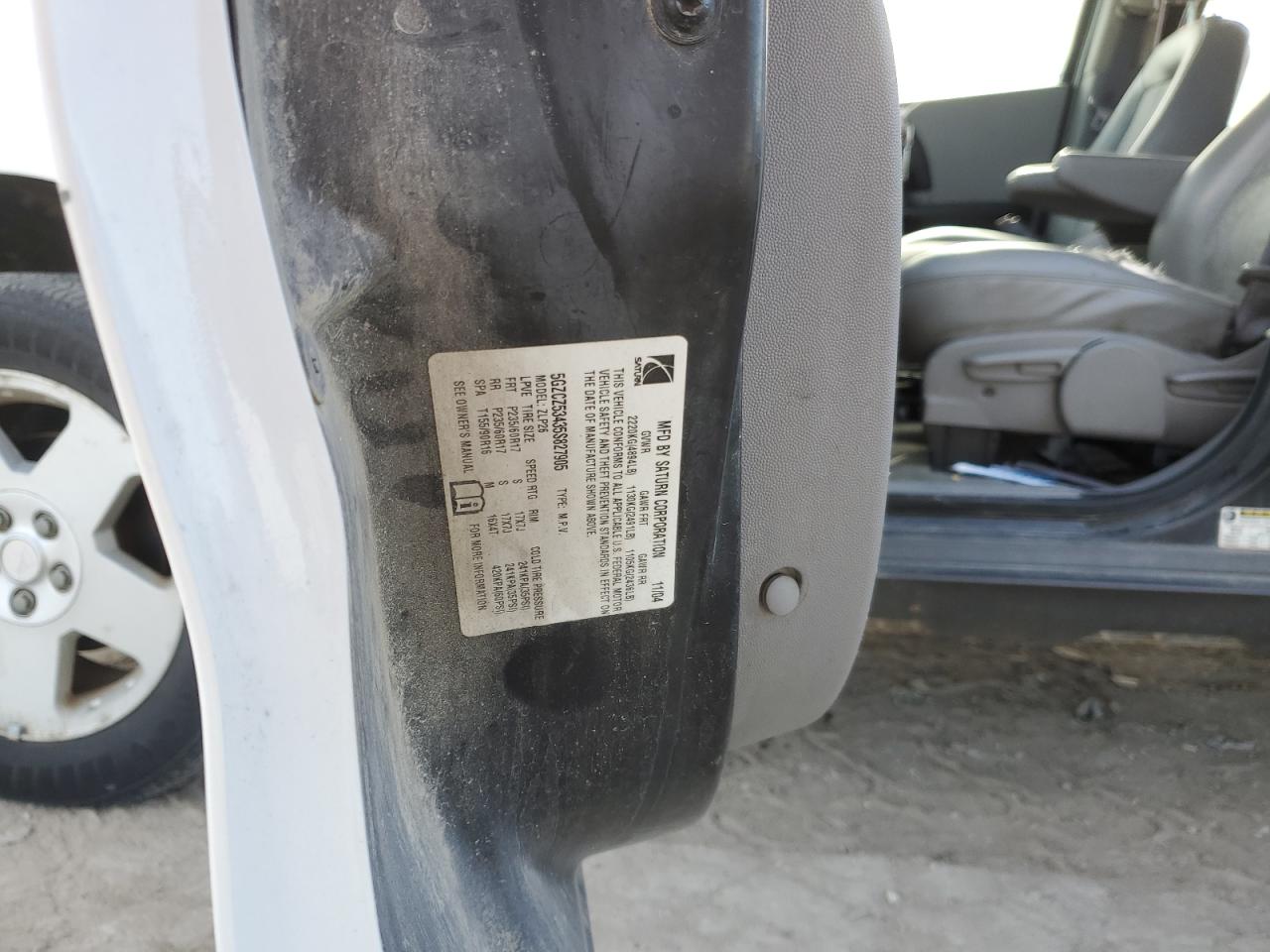 2005 Saturn Vue VIN: 5GZCZ53435S827905 Lot: 87292654