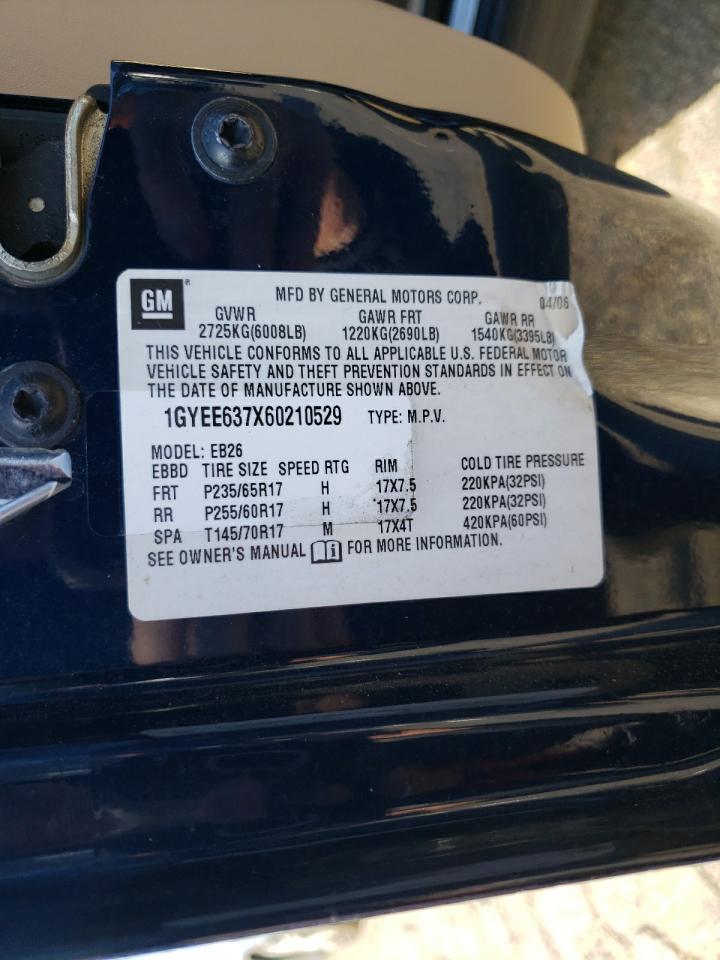 2006 Cadillac Srx VIN: 1GYEE637X60210529 Lot: 87376464