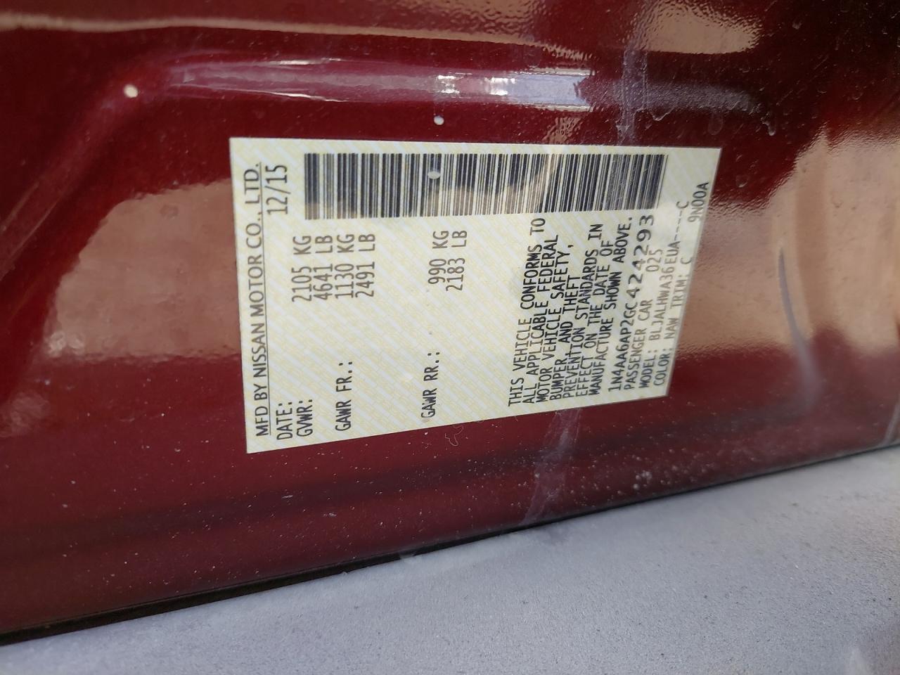 1N4AA6AP2GC424293 - 2016 NISSAN MAXIMA - #87516305