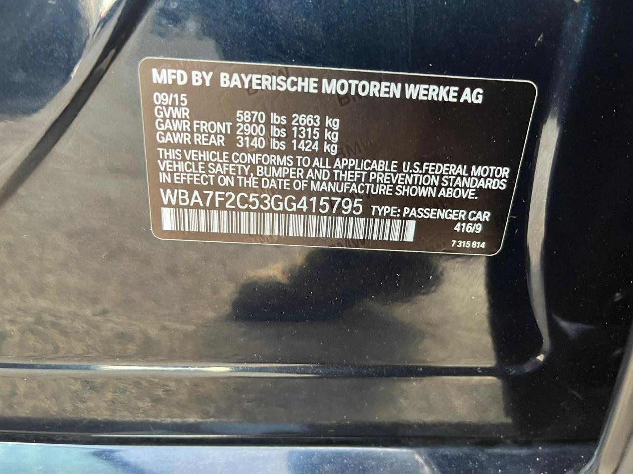 VIN WBA7F2C53GG415795 2016 BMW 7 SERIES no.10