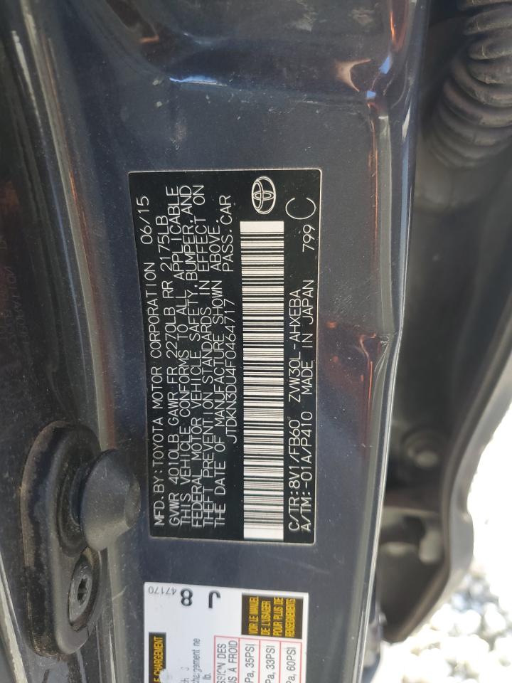 2015 Toyota Prius VIN: JTDKN3DU4F0464717 Lot: 57757145