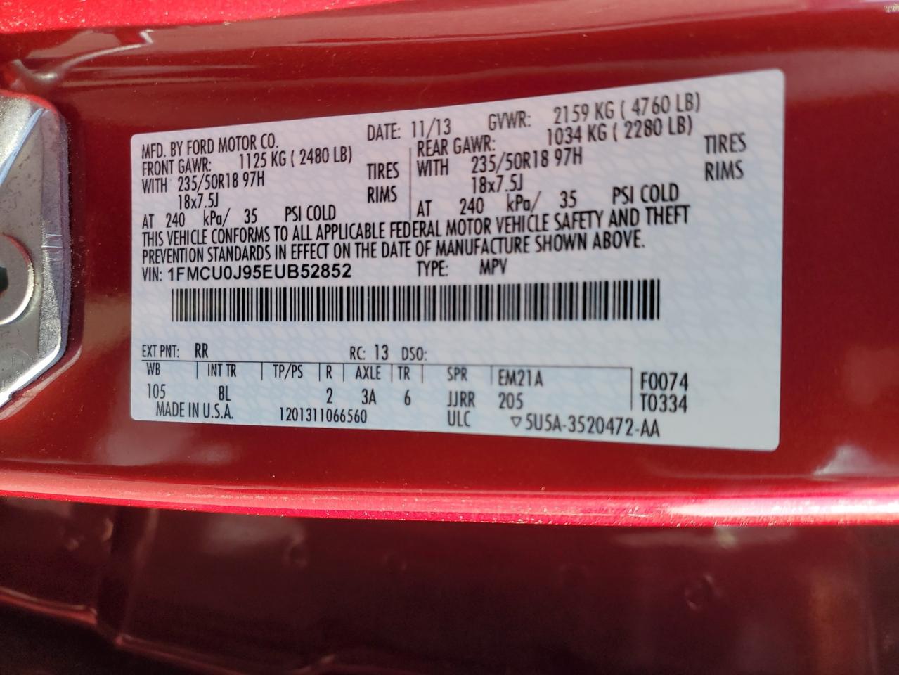 VIN 1FMCU0J95EUB52852 2014 FORD ESCAPE no.13