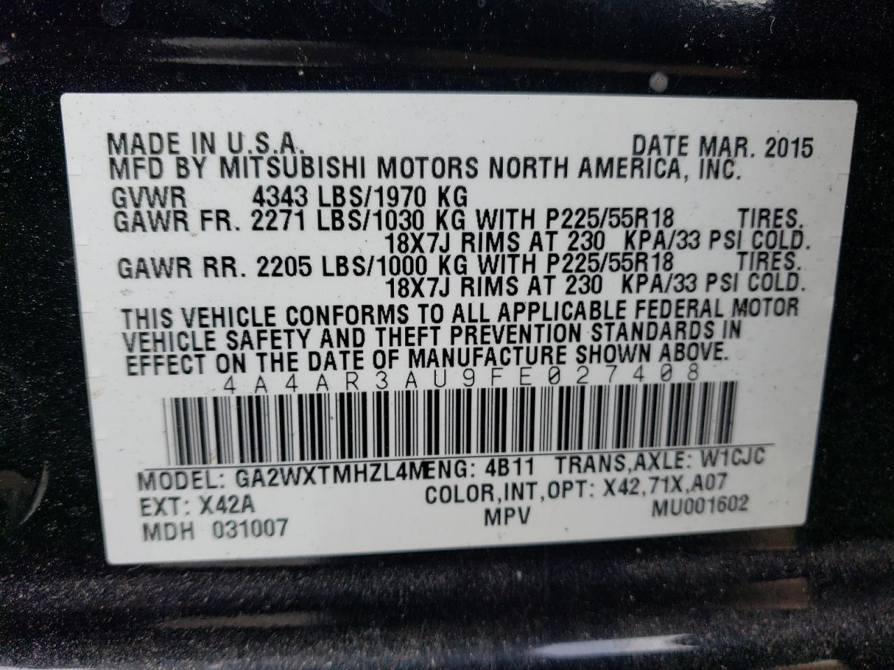 2015 Mitsubishi Outlander - Image 14