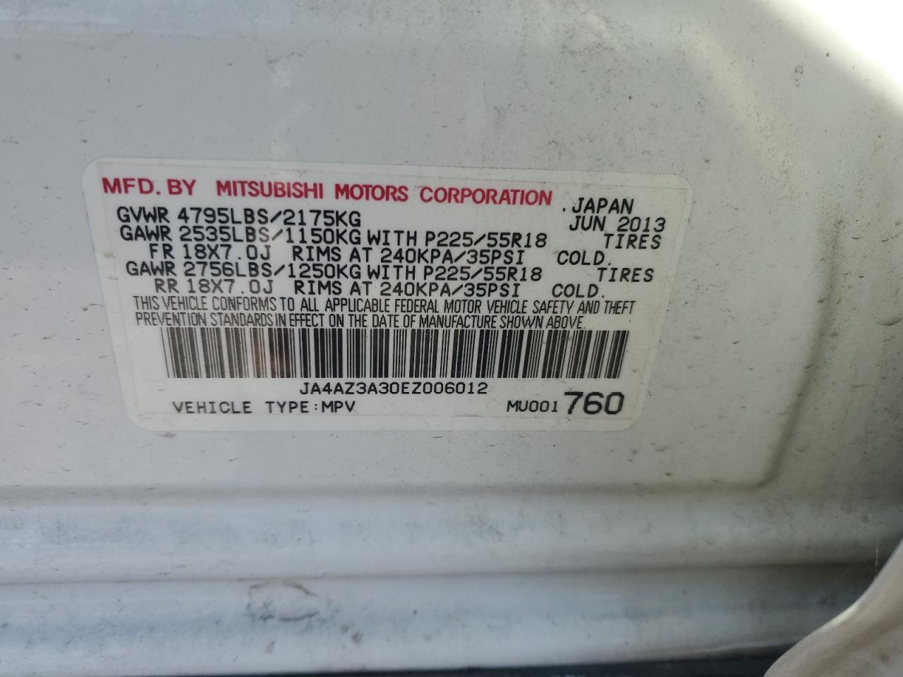 2014 Mitsubishi Outlander Se VIN: JA4AZ3A30EZ006012 Lot: 42427125