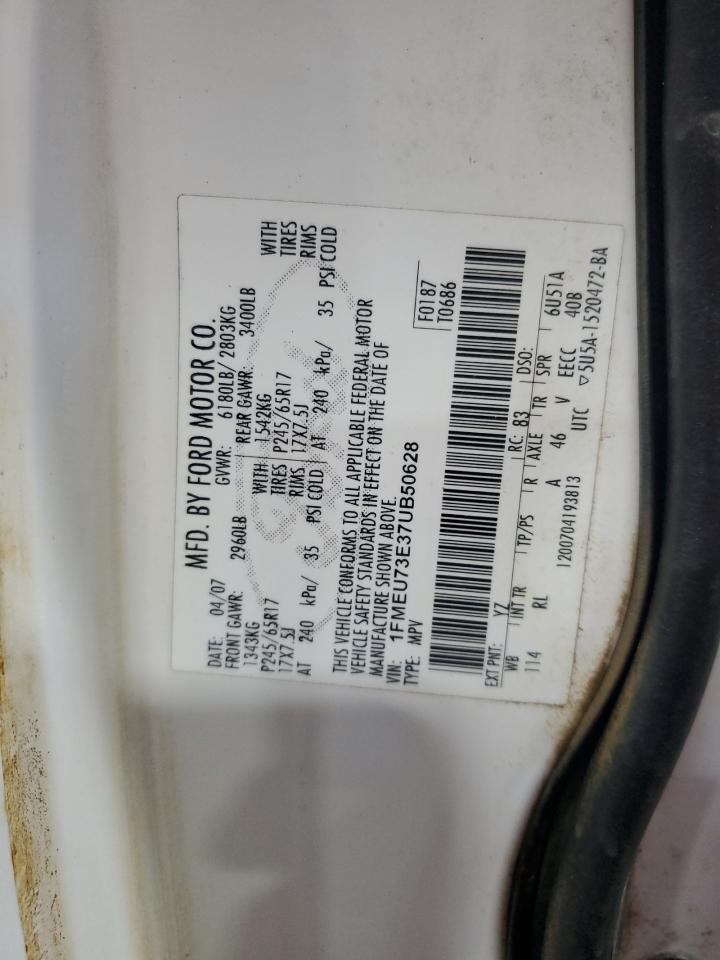 2007 Ford Explorer Xlt VIN: 1FMEU73E37UB50628 Lot: 42720965