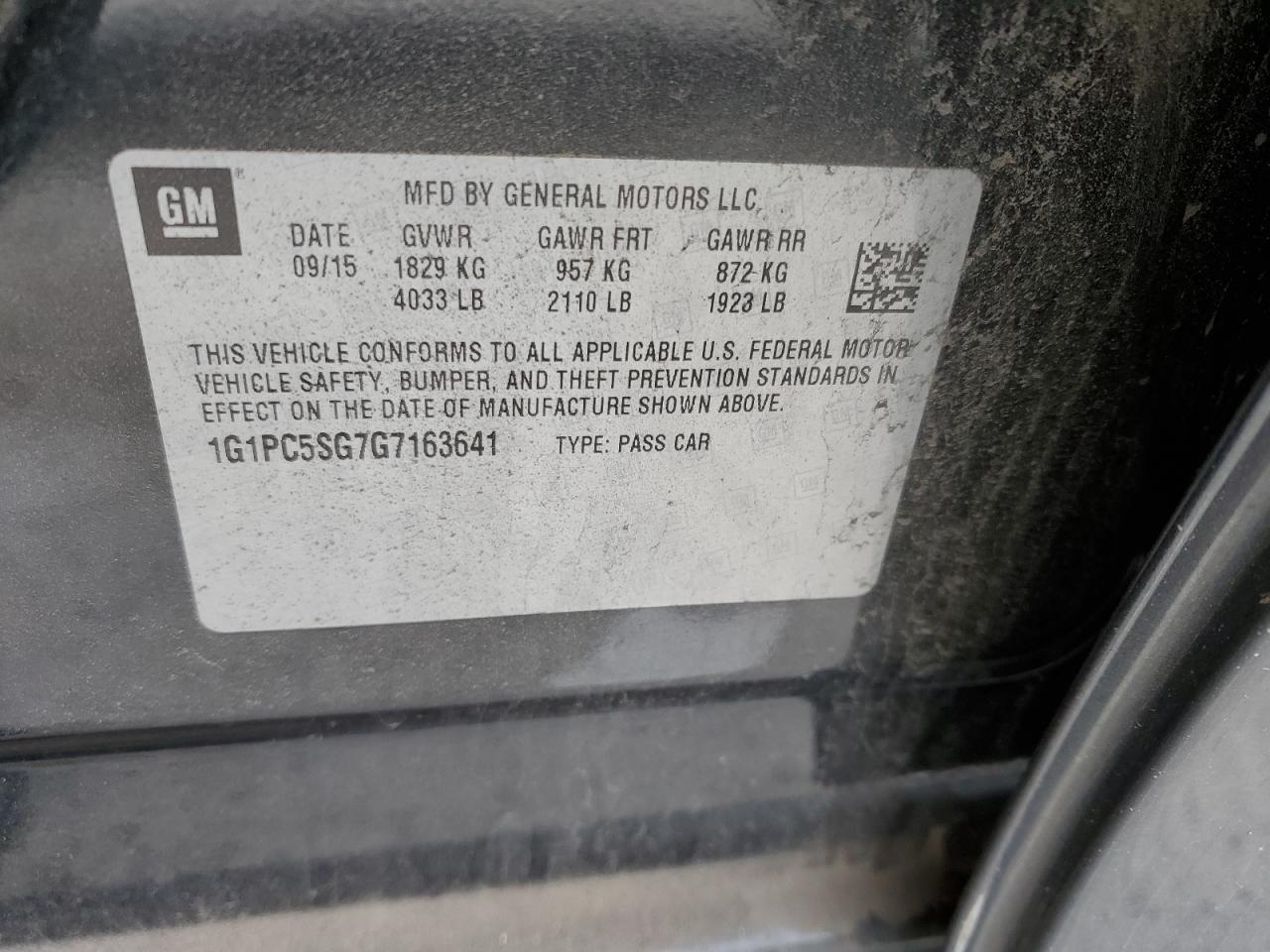 2016 Chevrolet Cruze Limited Ls VIN: 1G1PC5SG7G7163641 Lot: 88865895