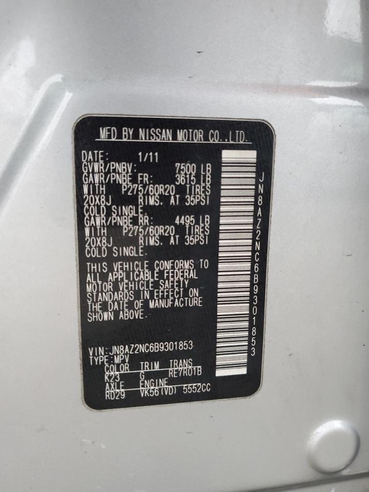 2011 Infiniti Qx56 VIN: JN8AZ2NC6B9301853 Lot: 43063795