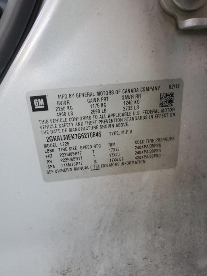 2016 GMC Terrain Sle VIN: 2GKALMEK7G6270846 Lot: 71722895