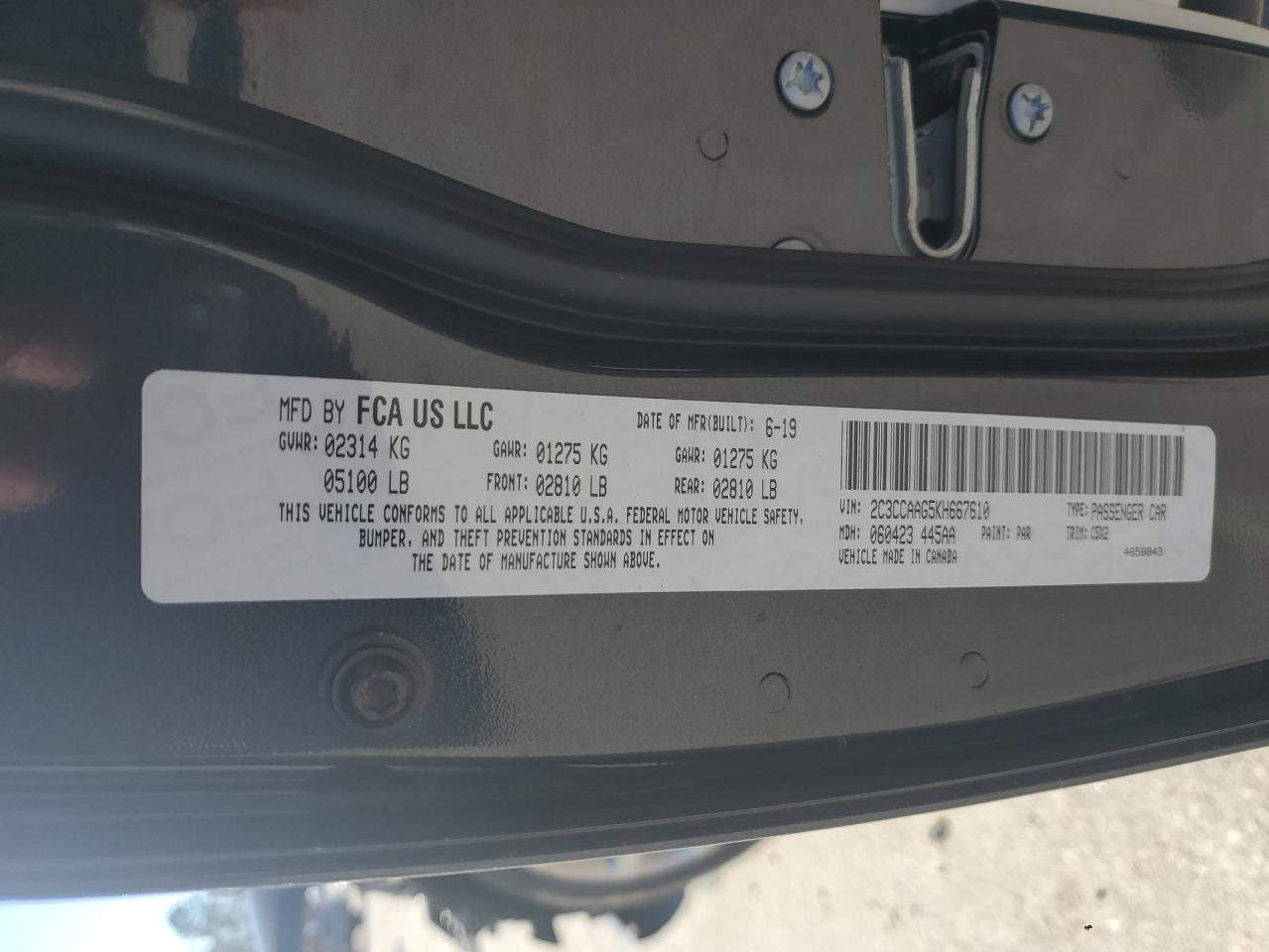 2019 Chrysler 300 Touring VIN: 2C3CCAAG5KH667610 Lot: 88331745