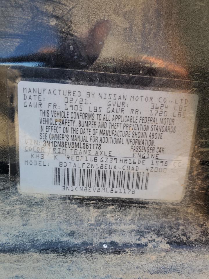 2021 Nissan Versa Sv VIN: 3N1CN8EV8ML861178 Lot: 70292335