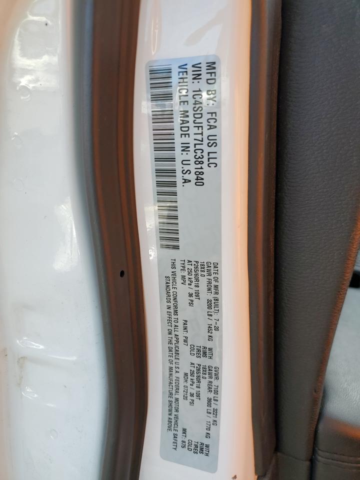 2020 Dodge Durango Ssv VIN: 1C4SDJFT7LC381840 Lot: 42998275