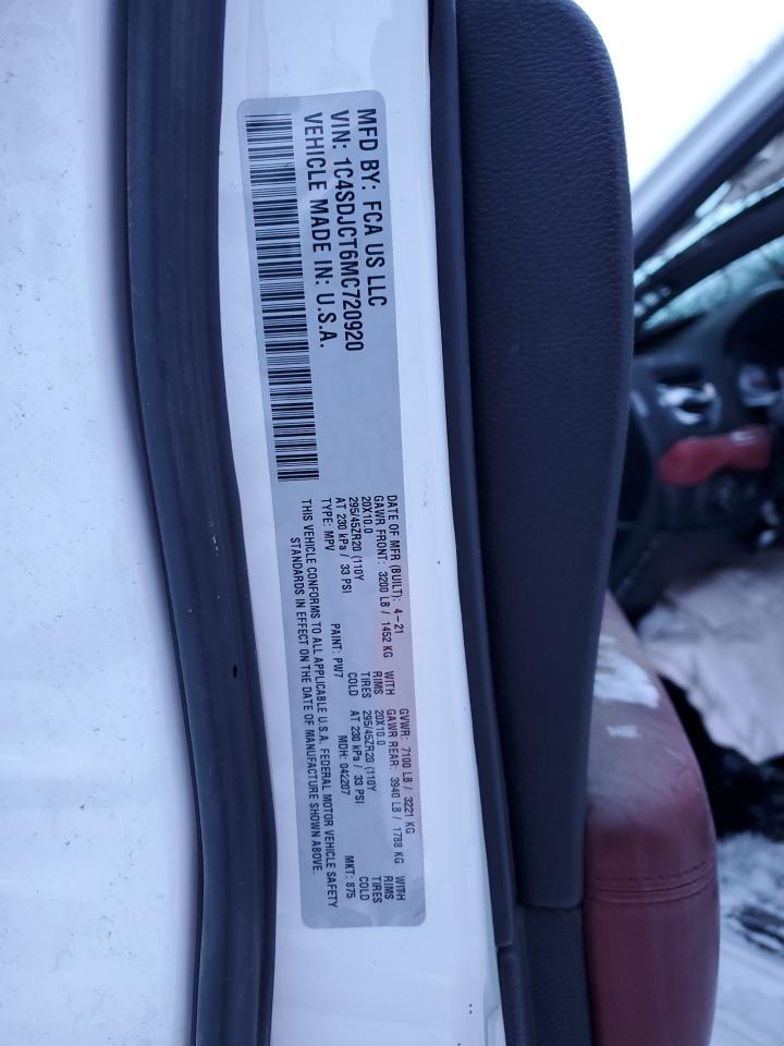 2021 Dodge Durango R/T VIN: 1C4SDJCT6MC720920 Lot: 41757045