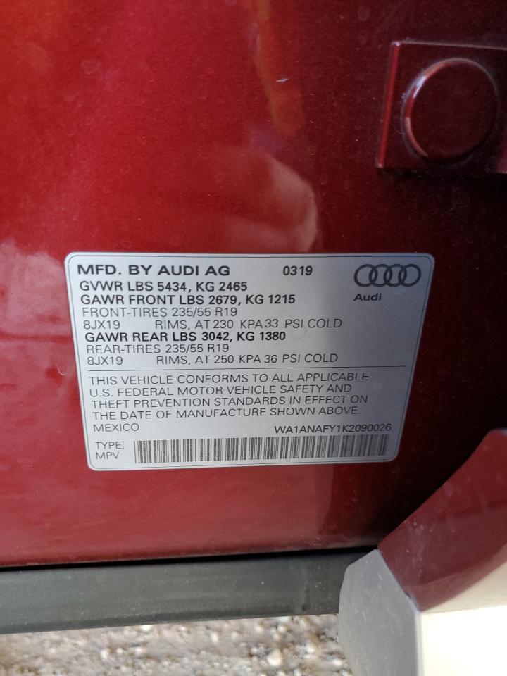 VIN WA1ANAFY1K2090026 2019 AUDI Q5 no.12