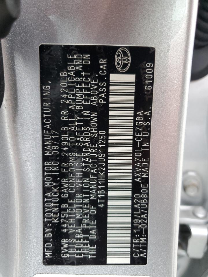 VIN 4T1B11HK2JU511250 2018 TOYOTA CAMRY no.12