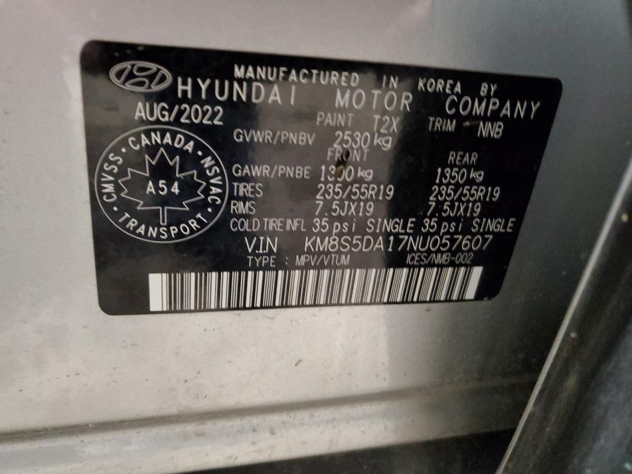 Auction sale of the 2022 HYUNDAI SANTA FE , vin: KM8S5DA17NU057607, lot number: 41677575