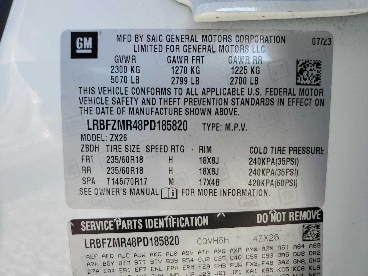 VIN LRBFZMR48PD185820 2023 BUICK ENVISION no.14