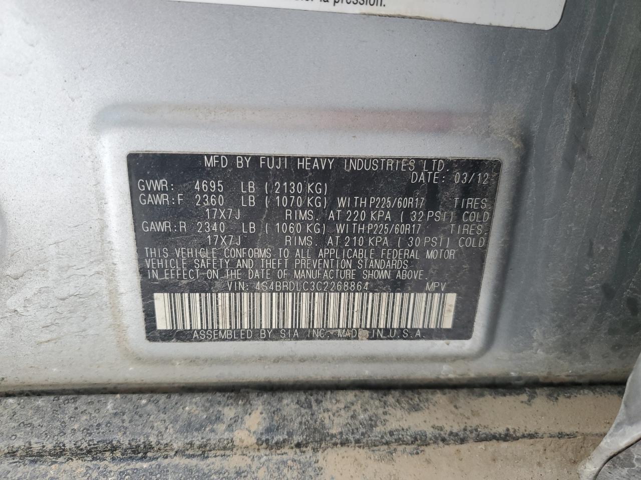 2012 Subaru Outback - Image 14