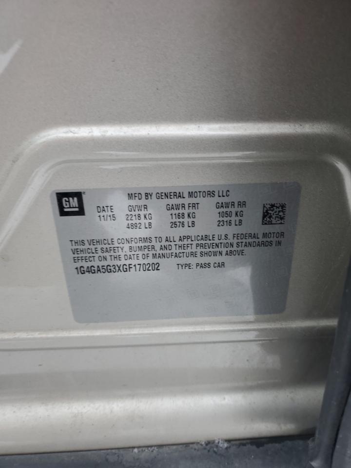 2016 Buick Lacrosse VIN: 1G4GA5G3XGF170202 Lot: 41608595