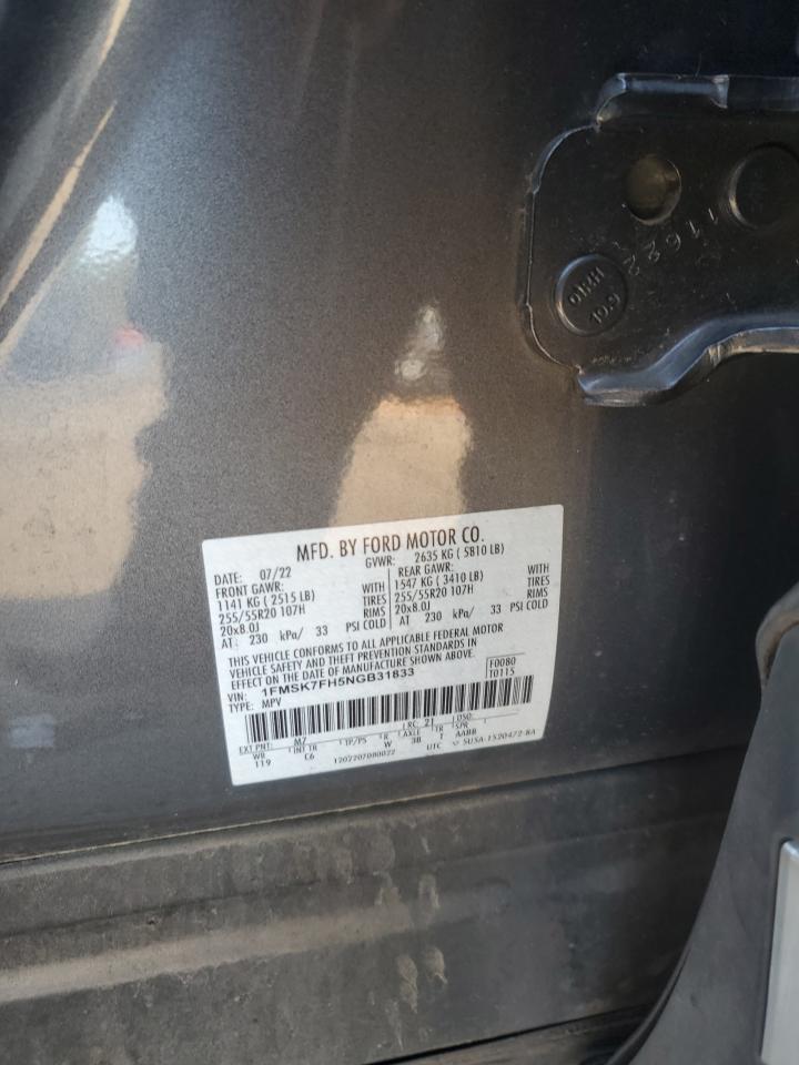 2022 Ford Explorer Limited VIN: 1FMSK7FH5NGB31833 Lot: 88057705