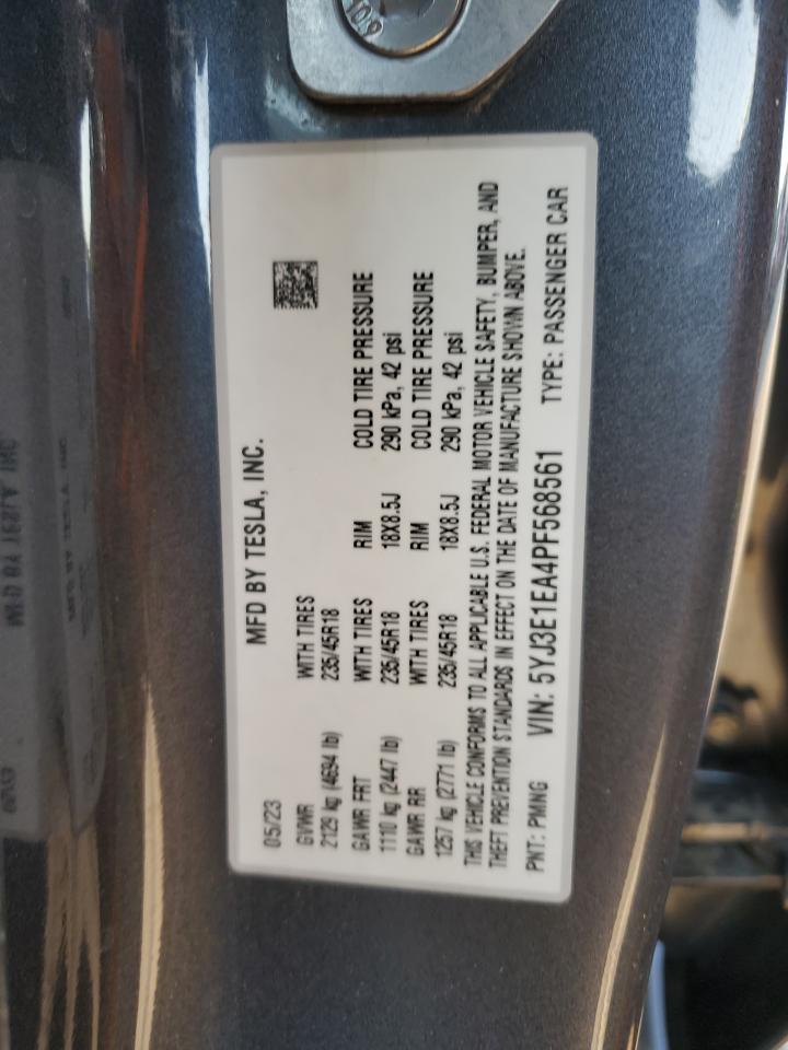 2023 Tesla Model 3 VIN: 5YJ3E1EA4PF568561 Lot: 88443615