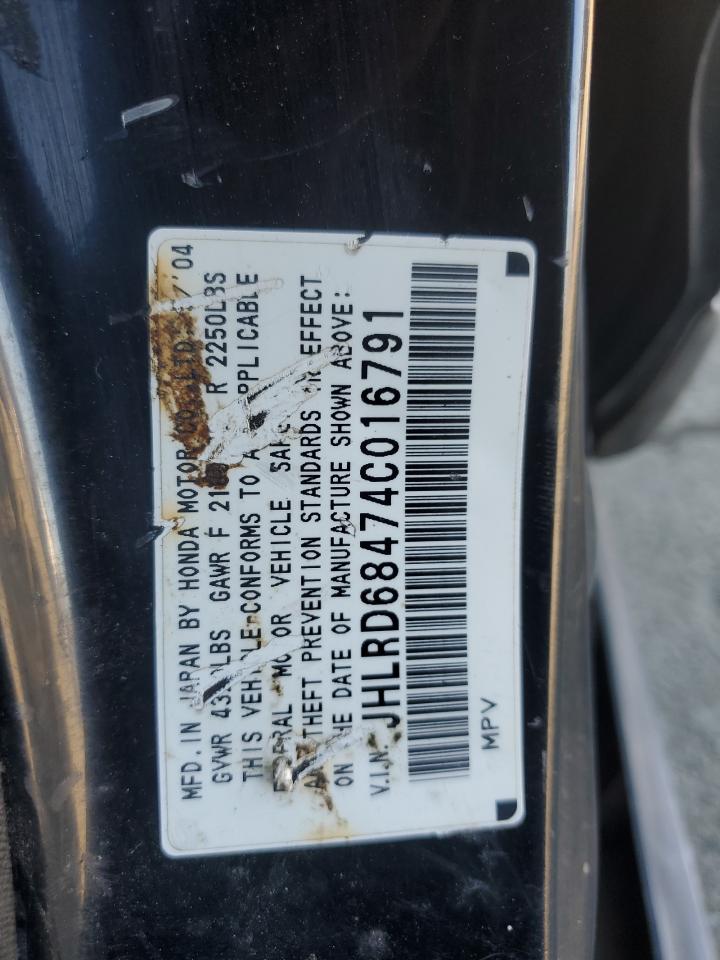 2004 Honda Cr-V Lx VIN: JHLRD68474C016791 Lot: 87905745