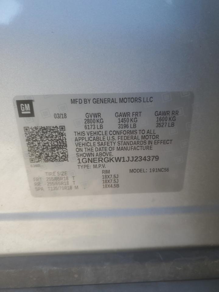 2018 Chevrolet Traverse Lt VIN: 1GNERGKW1JJ234379 Lot: 88633305