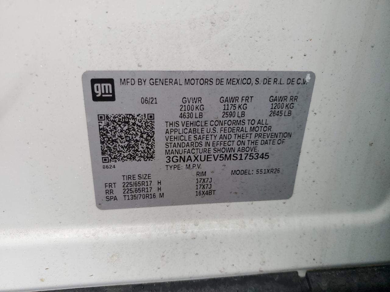 VIN 3GNAXUEV5MS175345 2021 CHEVROLET EQUINOX no.13