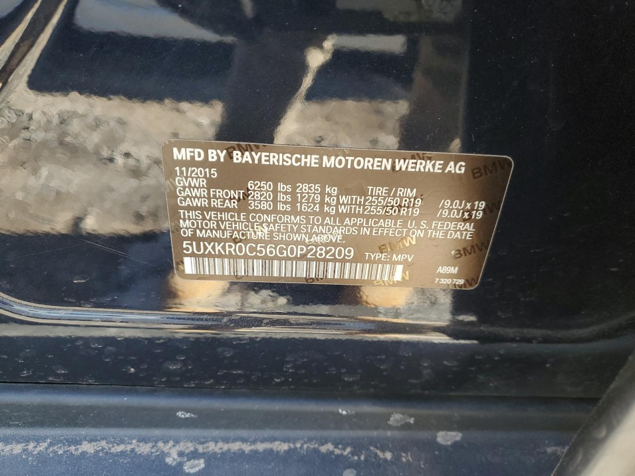 2016 BMW X5 xDrive35I VIN: 5UXKR0C56G0P28209 Lot: 41594575