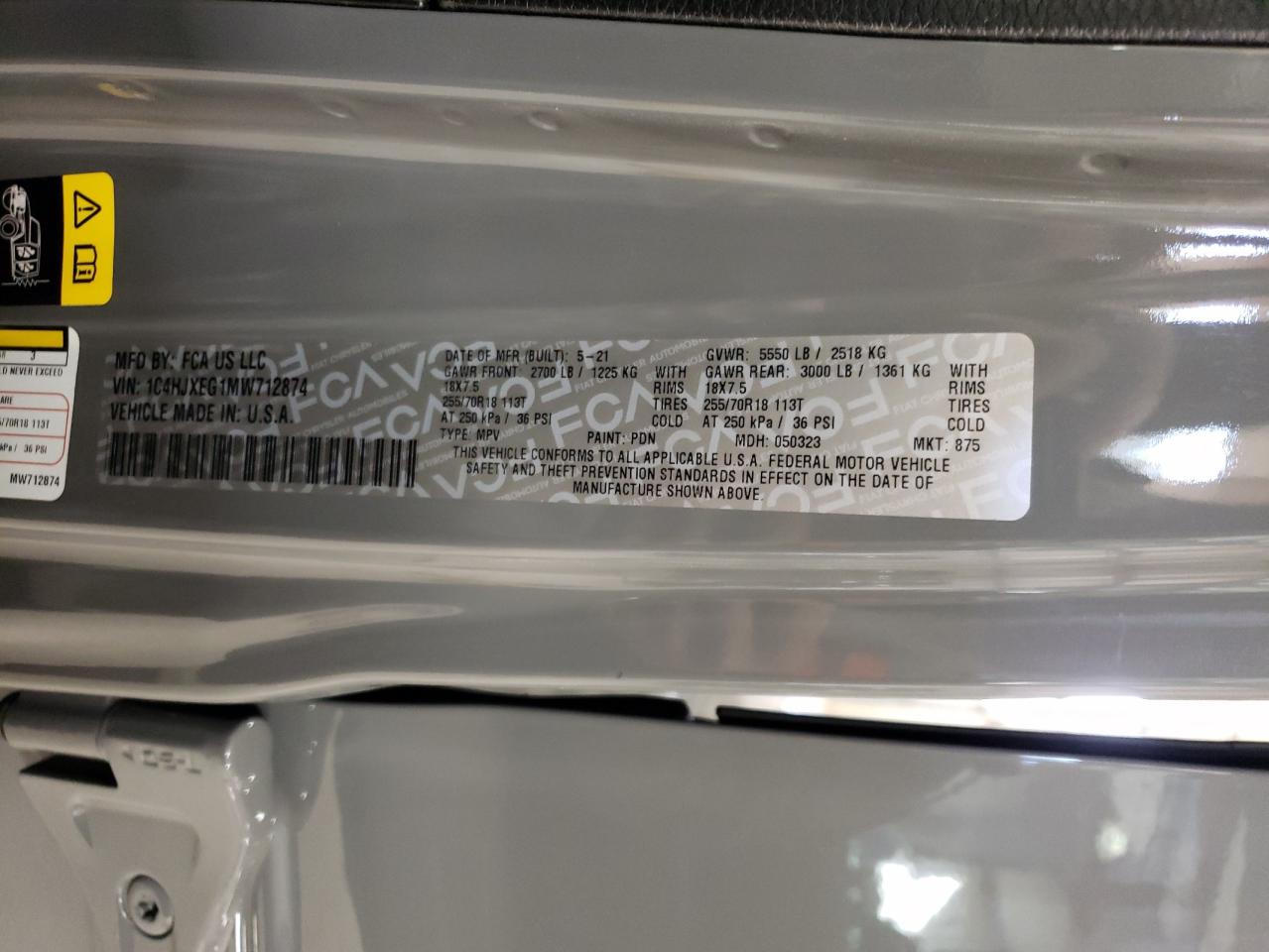 2021 Jeep Wrangler Unlimited Sahara VIN: 1C4HJXEG1MW712874 Lot: 87239284