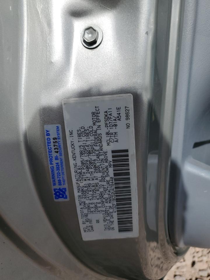 2002 Toyota Sienna Ce VIN: 4T3ZF19C52U478440 Lot: 42342105