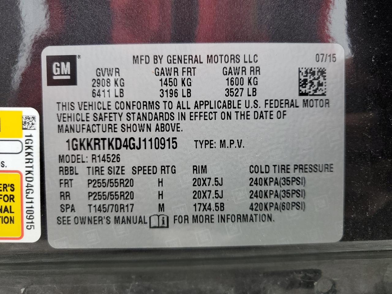 2016 GMC Acadia Denali VIN: 1GKKRTKD4GJ110915 Lot: 43481375