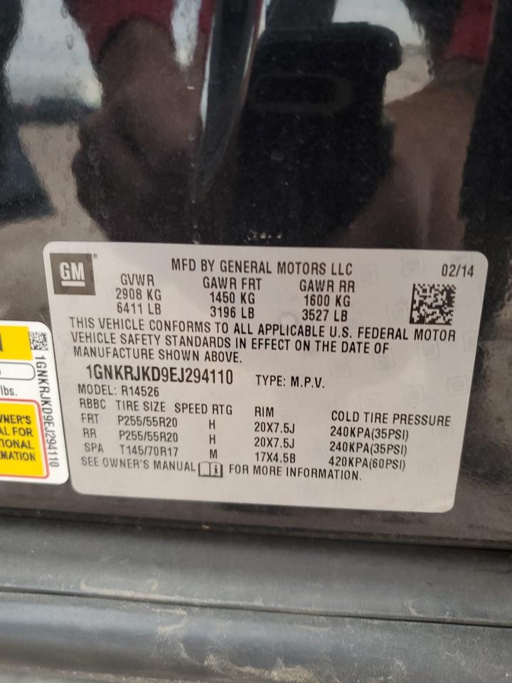 2014 Chevrolet Traverse Ltz VIN: 1GNKRJKD9EJ294110 Lot: 86319124