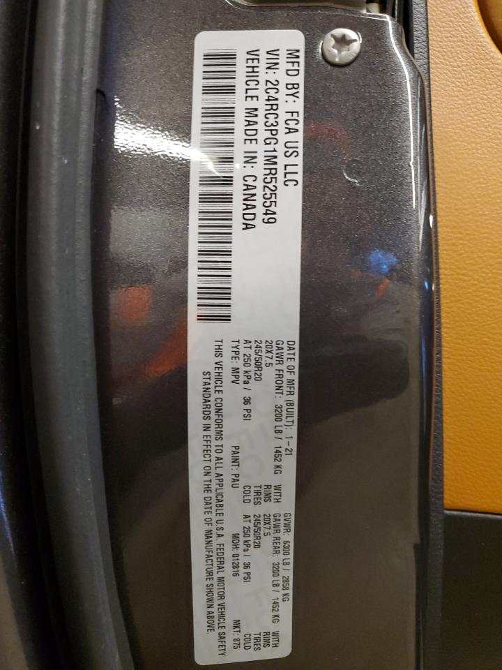 2021 Chrysler Pacifica Pinnacle VIN: 2C4RC3PG1MR525549 Lot: 88650565